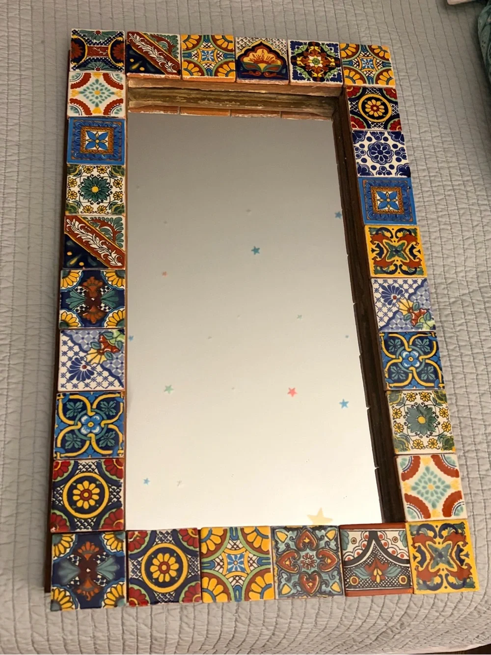 Mexican hand-painted mosaic Talavera tile mirror